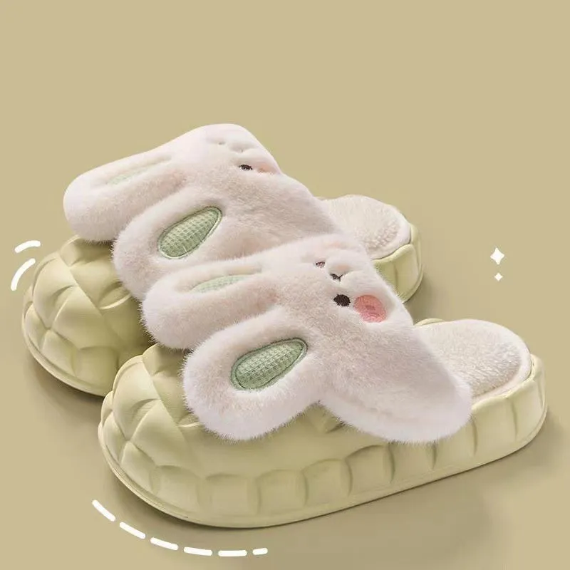 Slippers Universal Studios Cute Rabbit Shoes Winter Fuzzy Slippers Women Detachable Washable House Shoes