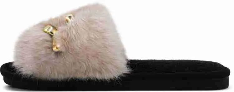 Spencer Slippers Women's Black Faux Fur Soft Fuzzy Slippers   B681569