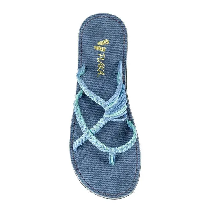 Jewelled Loafers Plaka Turquoise-Blue Oceanside Flip Flop Sandals