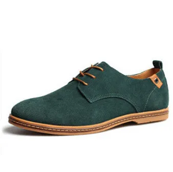 Plus Size Fashion Suede Genuine Leather Flat Men Casual Oxford Shoes Low Men Leather Shoes #K01 Workhog Square Toe Work Boots
