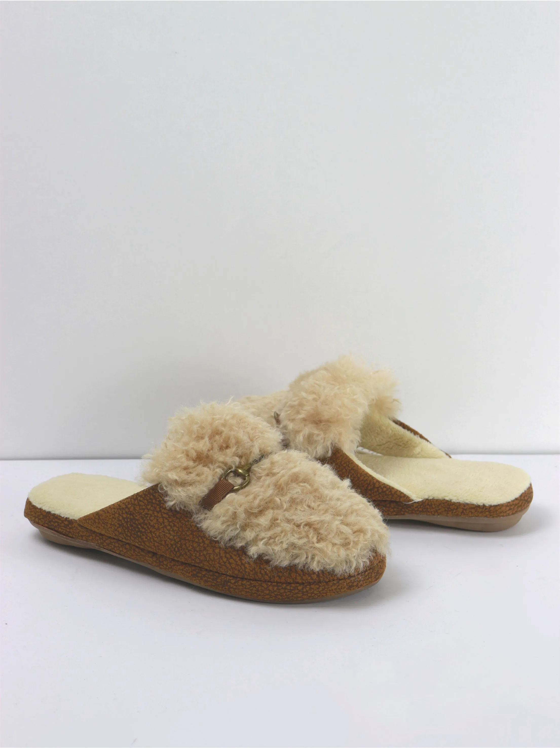 Women's Wool Rubber Sole Slippers,Brown Moon Boots Slippers
