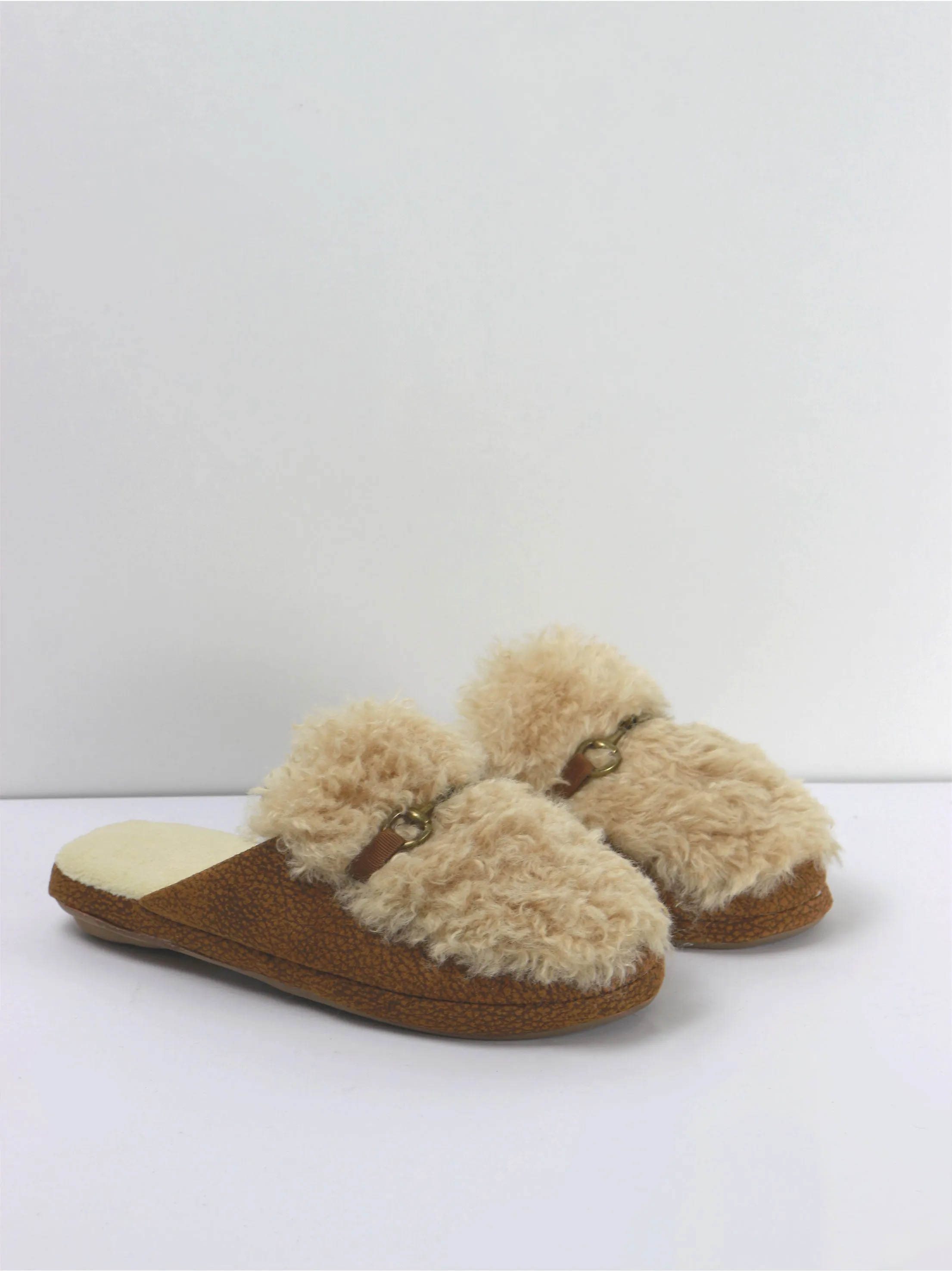 Women's Wool Rubber Sole Slippers,Brown Slippers Tall