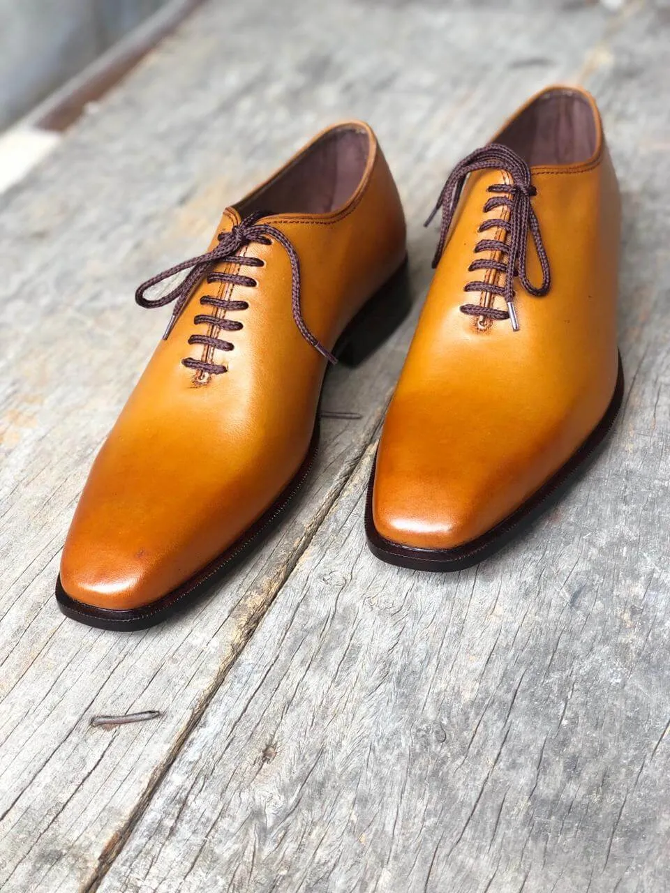 Stylish Men's Handmade tan Color Whole cut Shoes Men leather formal Shoes Men dress shoes Flat Shoes At Macy's