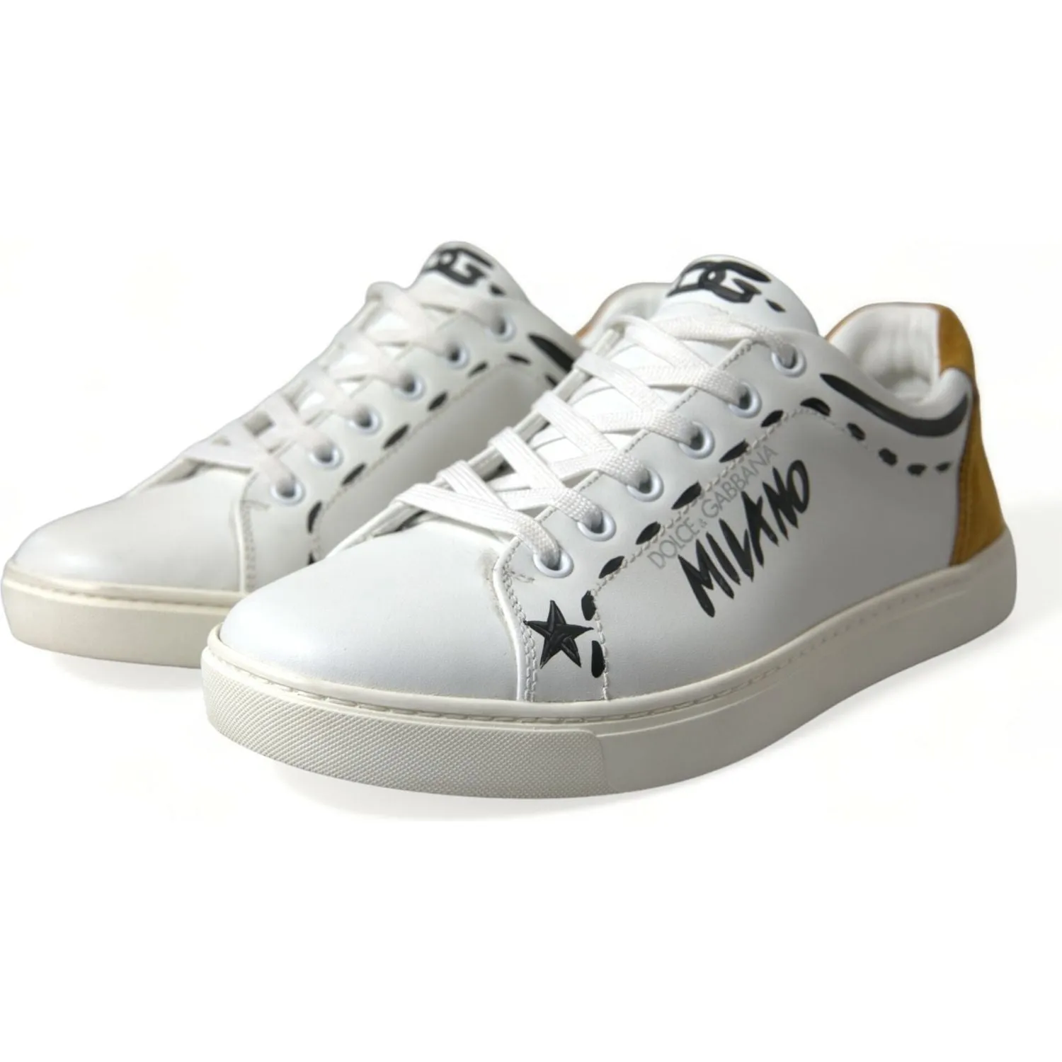 Amalfi Sneakers Dolce & Gabbana White Leather LOVE Milano Men Sneakers Shoes
