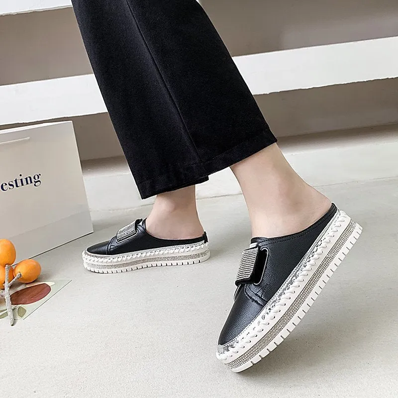 Fleece Lined Work Boots Nanccy Fashionable Casual  Velcro Slippers