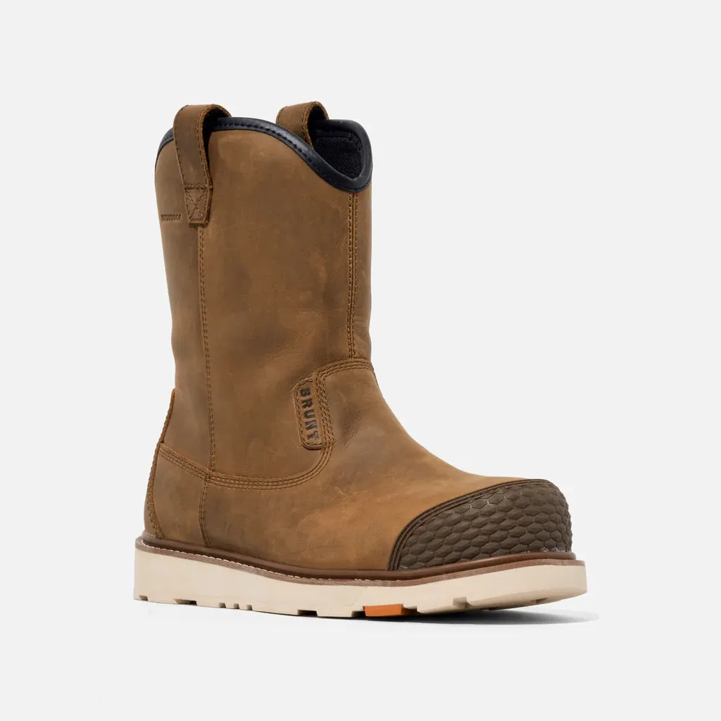 American Made Western Work Boots 'Brunt' Men's 9" The Bolduc Brunt Toe EH WP Comp Toe - Brown