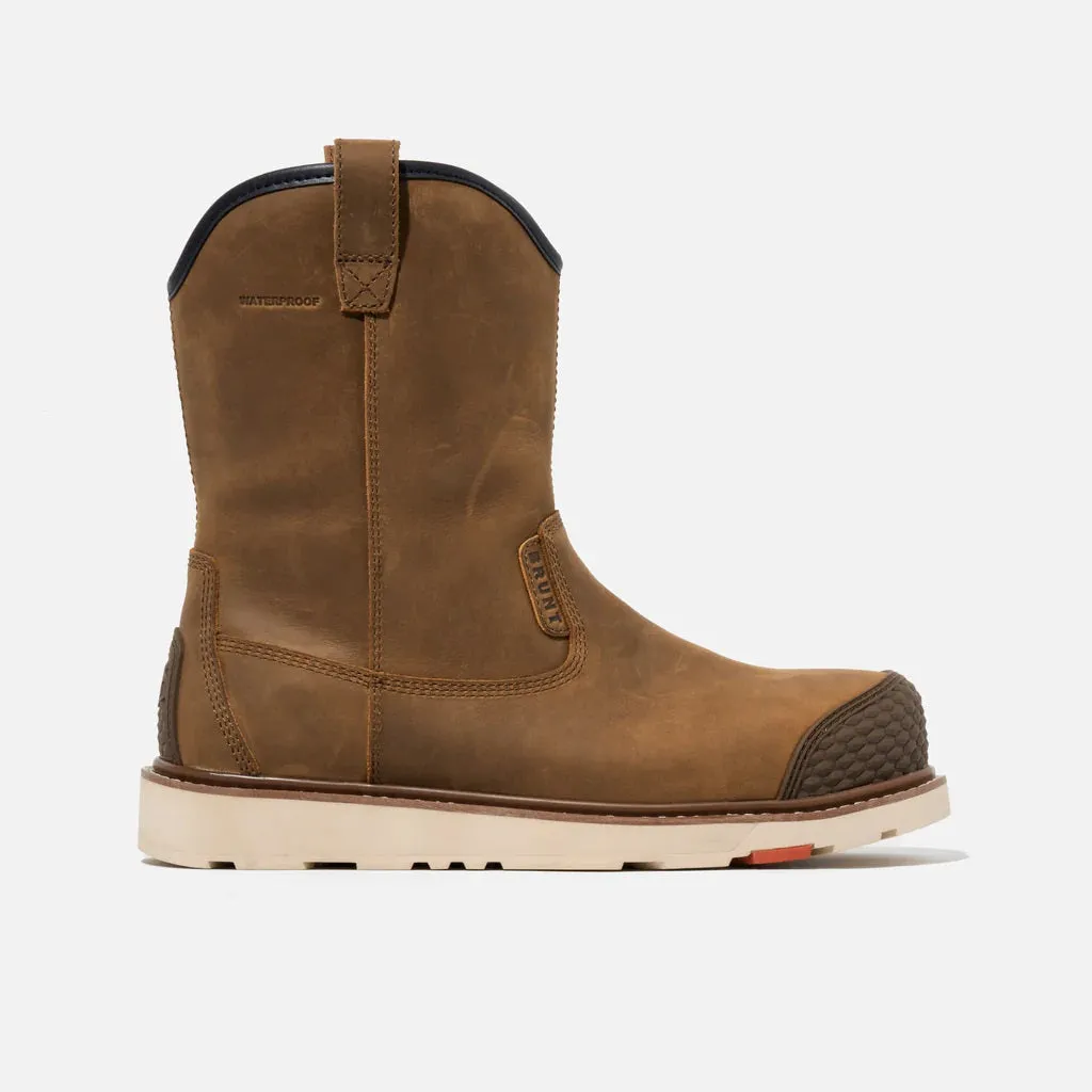 'Brunt' Men's 9" The Bolduc Brunt Toe EH WP Comp Toe - Brown Square Composite Toe Work Boots