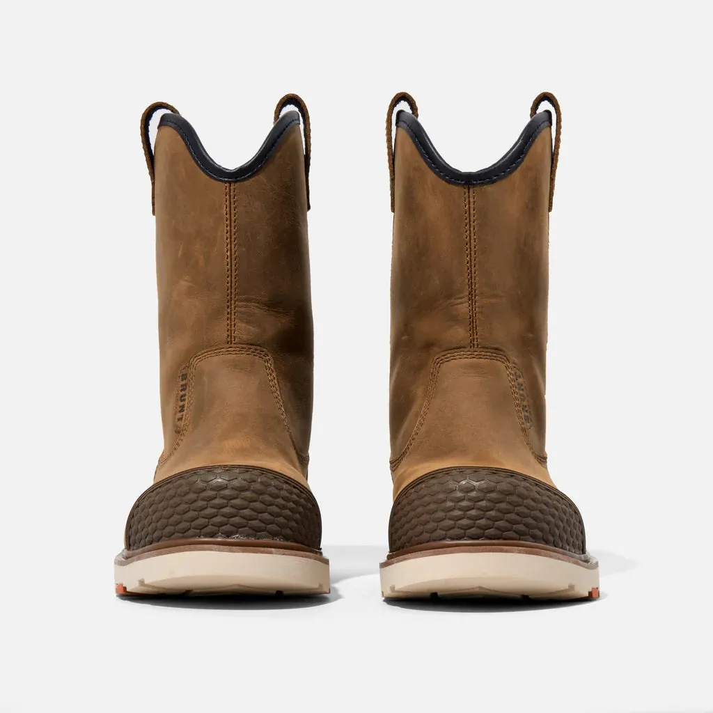 'Brunt' Men's 9" The Bolduc Brunt Toe EH WP Comp Toe - Brown Cowboy Toe Work Boot