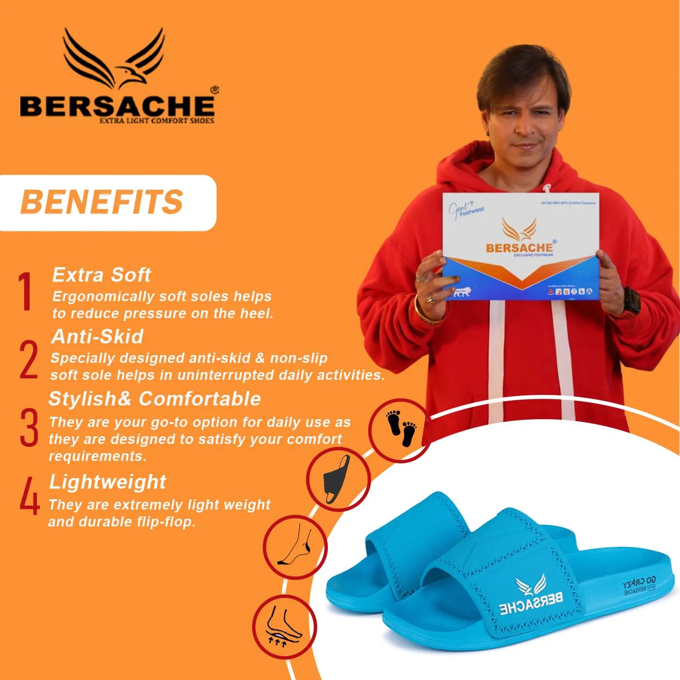 Bersache Extra Soft Classic Casual with Back Strap Regular wear with Ultra Soft & Flexibility Technology Flip-Flop for Men's/ boy,s - 6042 (Blue) Slippers Arch