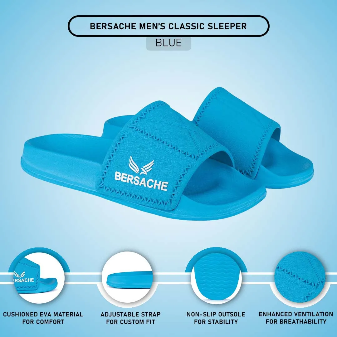 Sliders Slippers Bersache Extra Soft Classic Casual with Back Strap Regular wear with Ultra Soft & Flexibility Technology Flip-Flop for Men's/ boy,s - 6042 (Blue)