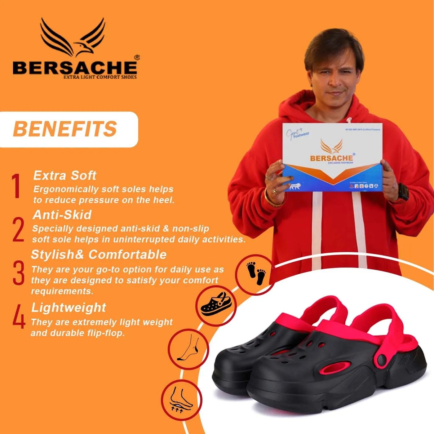 Dog Slippers For Wood Floors Bersache Extra Soft Classic Casual with Back Strap Regular wear with Ultra Soft & Flexibility Technology Flip-Flop for Men's/ boy,s - 6032 (Red)