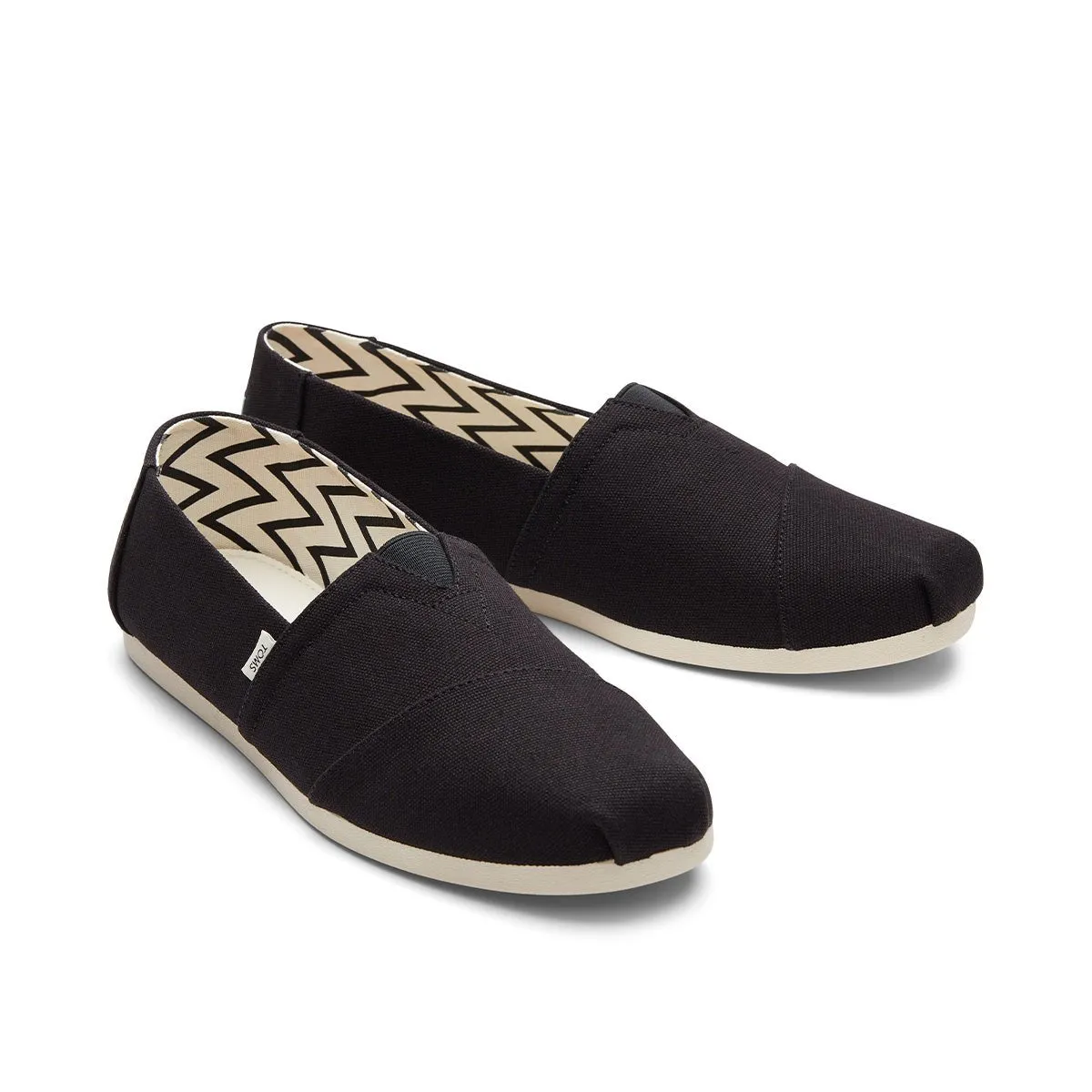 Insulated Slip On Shoes TOMS Espadrille Alpargata Men - Black Recycled Cotton Canvas