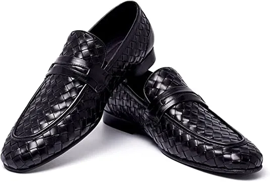 Waterproof Winter Work Boots Men's Woven Penny Loafers Brown Black