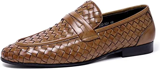 Best Looking Work Boots Men's Woven Penny Loafers Brown Black