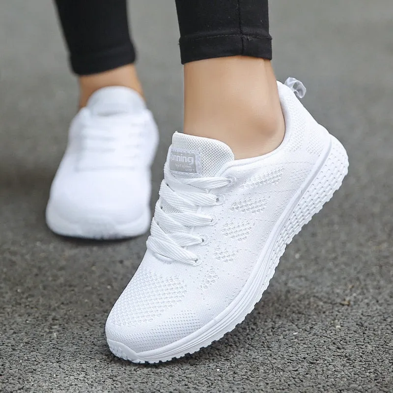 Breathable Walking Mesh Flat Shoes Sneakers for Women Good Sneakers For Bunions