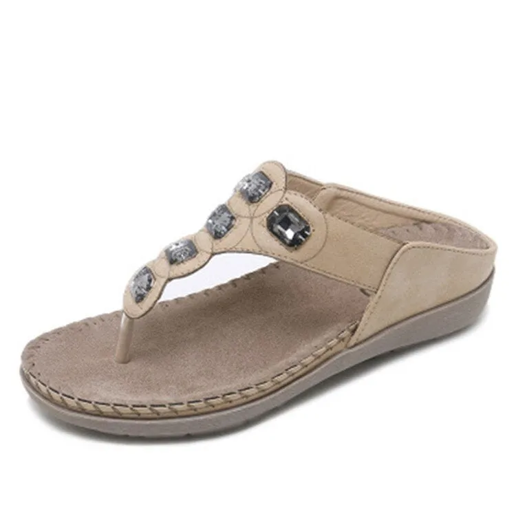 Purpdrank - New Women Flat Sandals Plus Size 35-42 Fashion Crystal Woman Shoes Summer Footwear Beach Flip Flops Shoes Women Flip Flops For High Arches