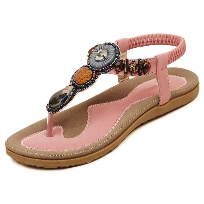 Flip Flops That Are Good For Feet Purpdrank - Plus Size 35-42 Sandals Women PU Flip Flops Casual Shoes Woman Beading Elastic Band Sandale Femme Fashion Flats