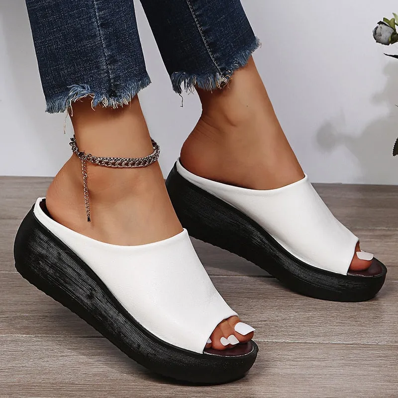 Slippers Loft Purpdrank - Women Sandals Peep Toe Platform Sandals For Summer Shoes Women Wedge Sandal Soft Bottom Heels Slippers Women Summer Footwear