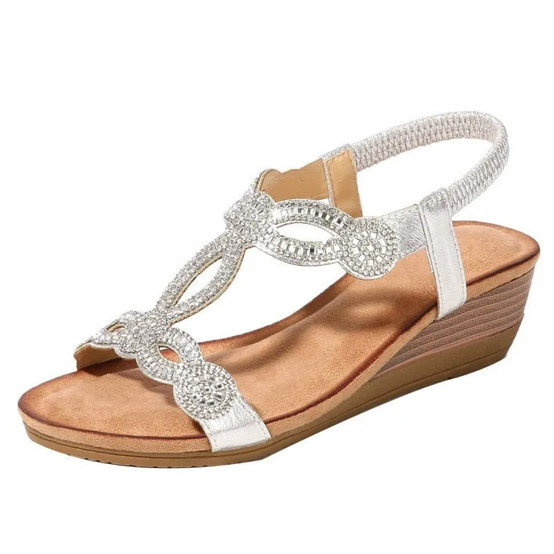 Flip Flops With Good Grip Purpdrank - Women's Shoes Summer New Bohemia Wedge Women Sandals Rhinestone Woman Flip Flops Vintage Women Shoes Beach