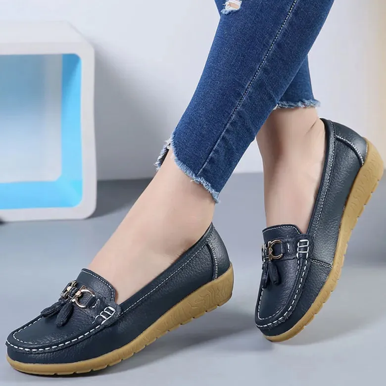 Fall Shoes Loafers Women's Shoes With Low Heels Loafers Slip On Casual PU Leather Shoes