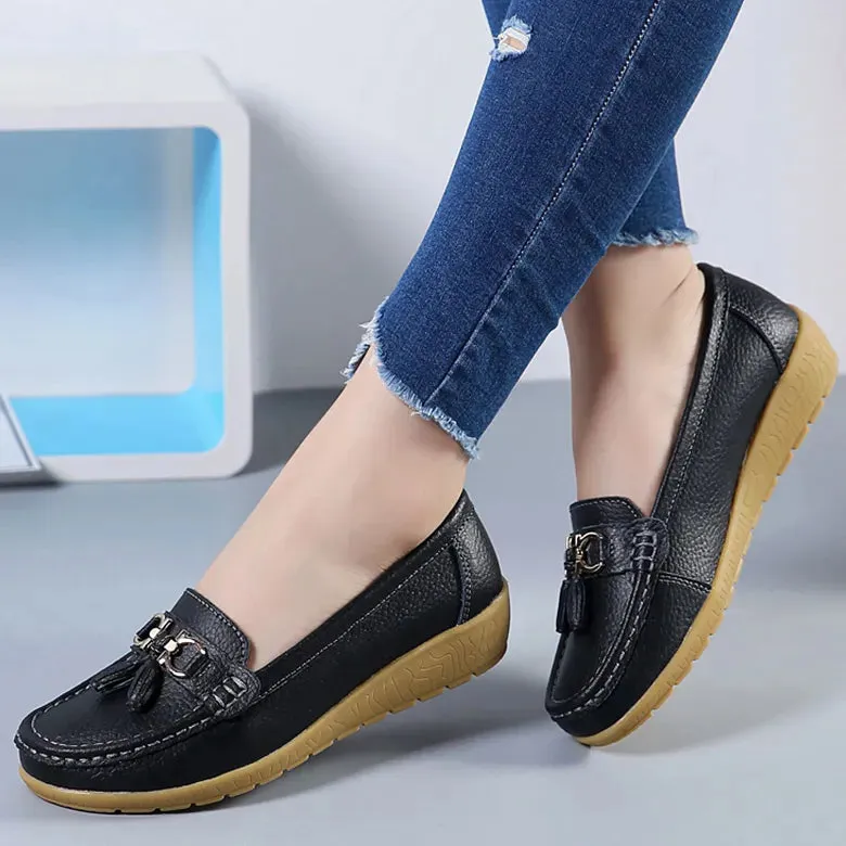 Women's Shoes With Low Heels Loafers Slip On Casual PU Leather Shoes L V Loafers