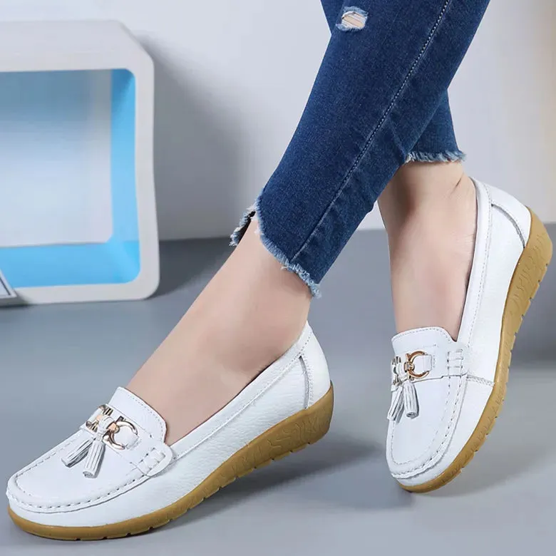 Women's Shoes With Low Heels Loafers Slip On Casual PU Leather Shoes Snakeskin Loafers