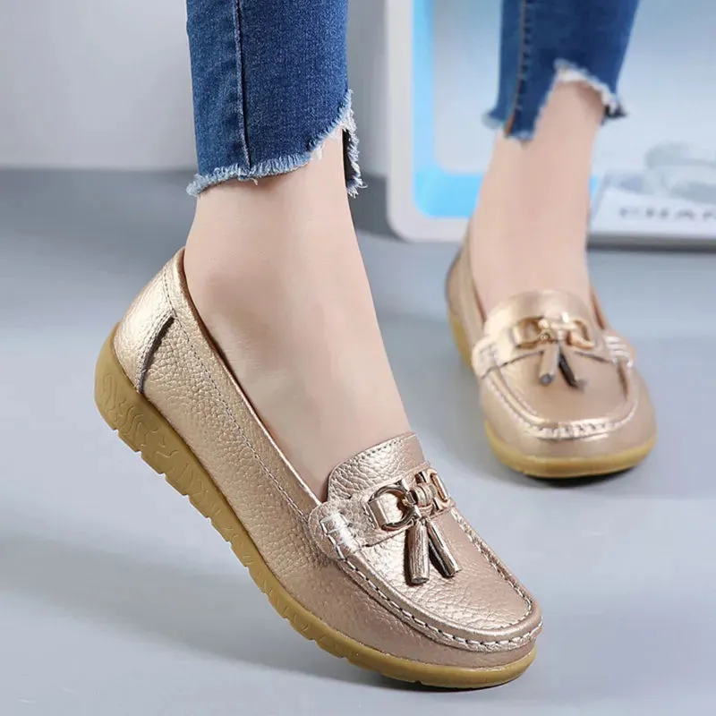 Women's Shoes With Low Heels Loafers Slip On Casual PU Leather Shoes Loafers 1906l
