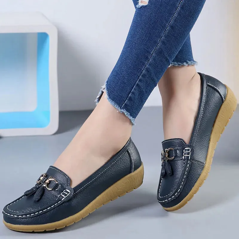Women's Shoes With Low Heels Loafers Slip On Casual PU Leather Shoes Loafers Gucci