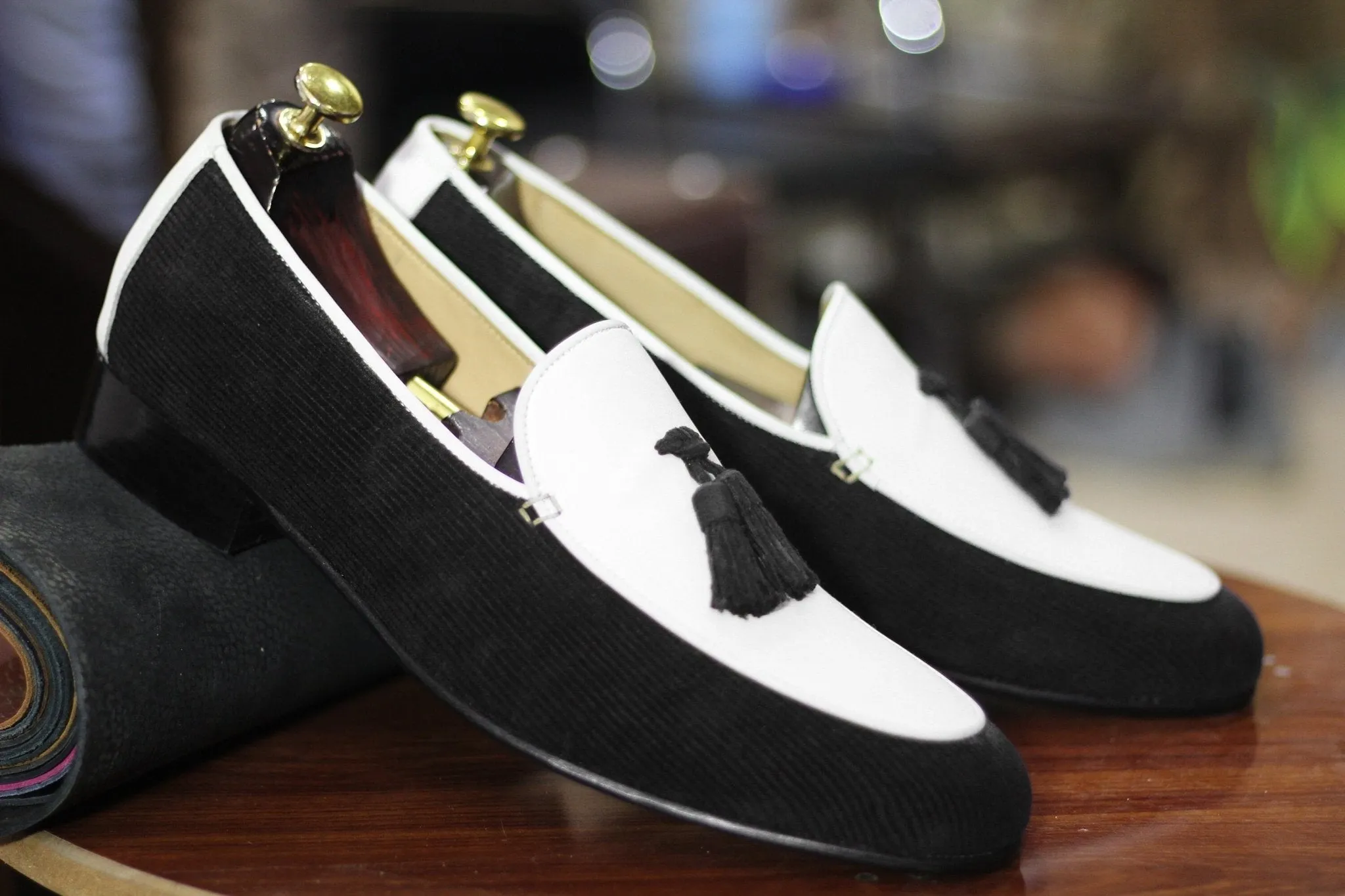 Canvas Loafers Elegant Handmade Tassel Loafers dress shoe, Men Leather & Corduroy Shoes