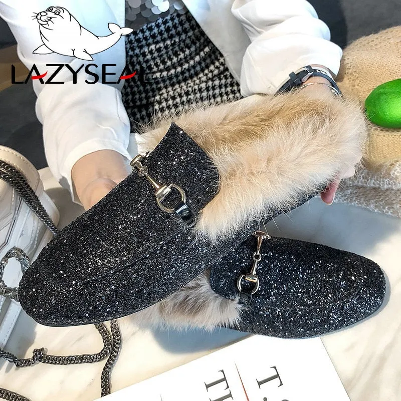 Warm Home Slippers Real Animal Fur Slippers Women Shoes