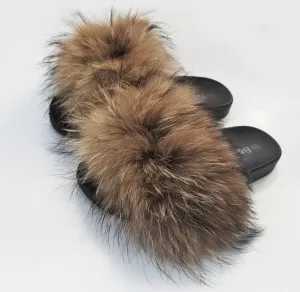 Real Fur for Slippers, Raccoon Fur Pieces, Pair of Raccoon Fur Trim, Raccoon Fur for Sandals, Fluffy Fur Slides, Fur Slippers, Fur Shoes Slippers Indoor And Outdoor