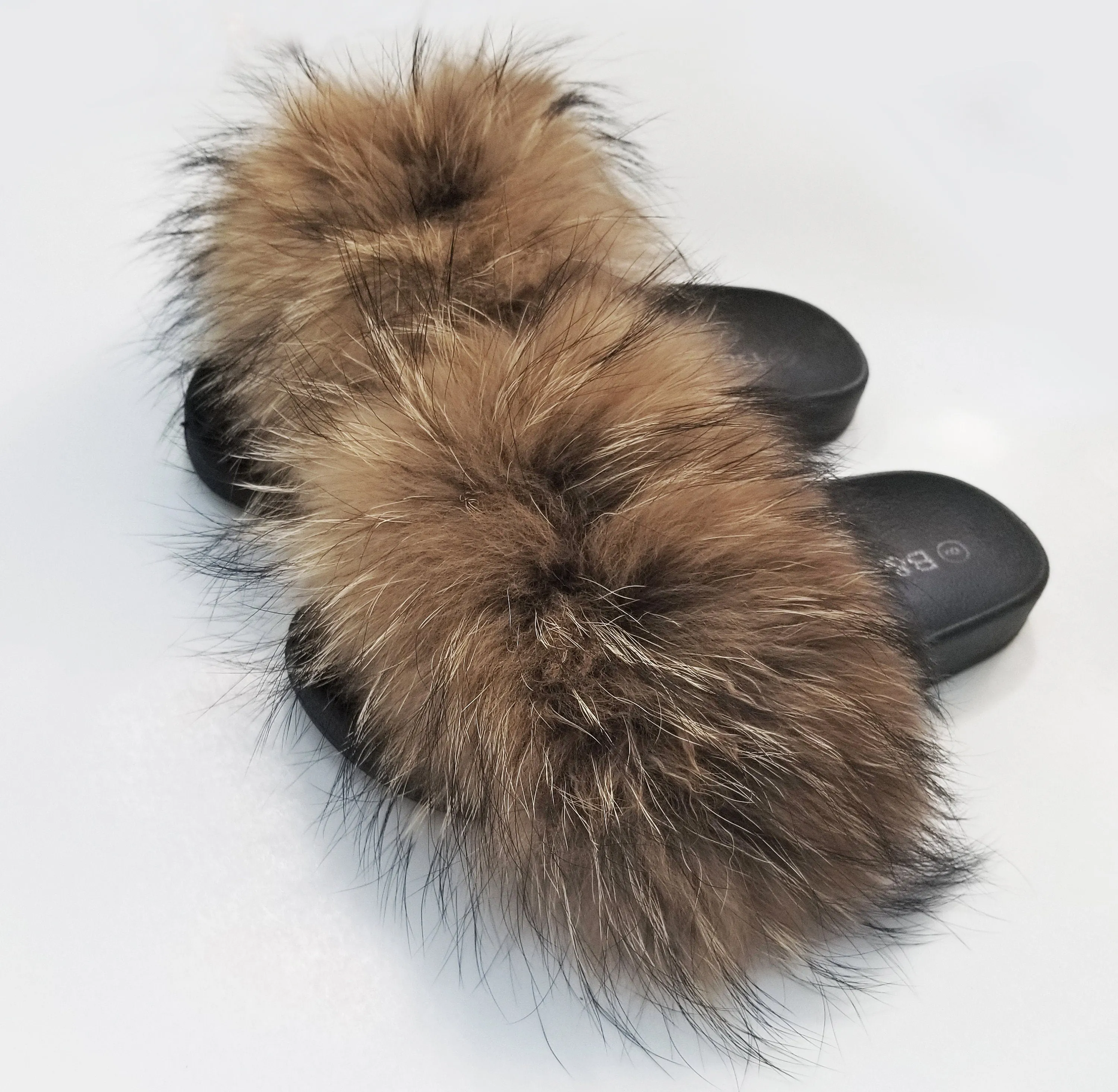 Real Fur for Slippers, Raccoon Fur Pieces, Pair of Raccoon Fur Trim, Raccoon Fur for Sandals, Fluffy Fur Slides, Fur Slippers, Fur Shoes Serra Slippers