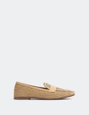 Chunky Loafers With Socks Brescia Camel Rafia