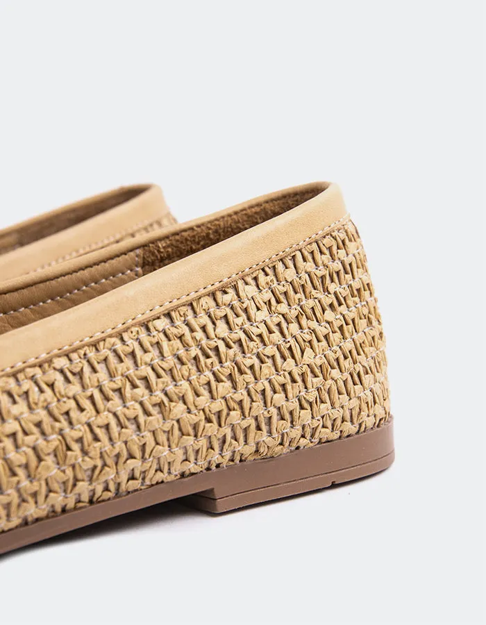 Suede Loafers With Tassels Brescia Camel Rafia