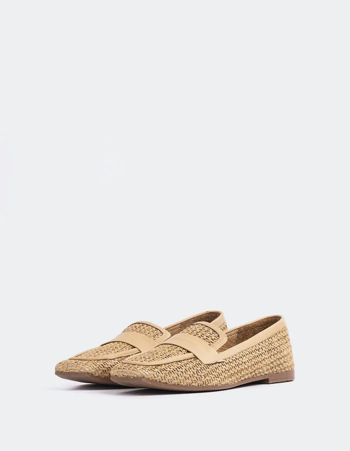 Brescia Camel Rafia Penny Loafers On Sale