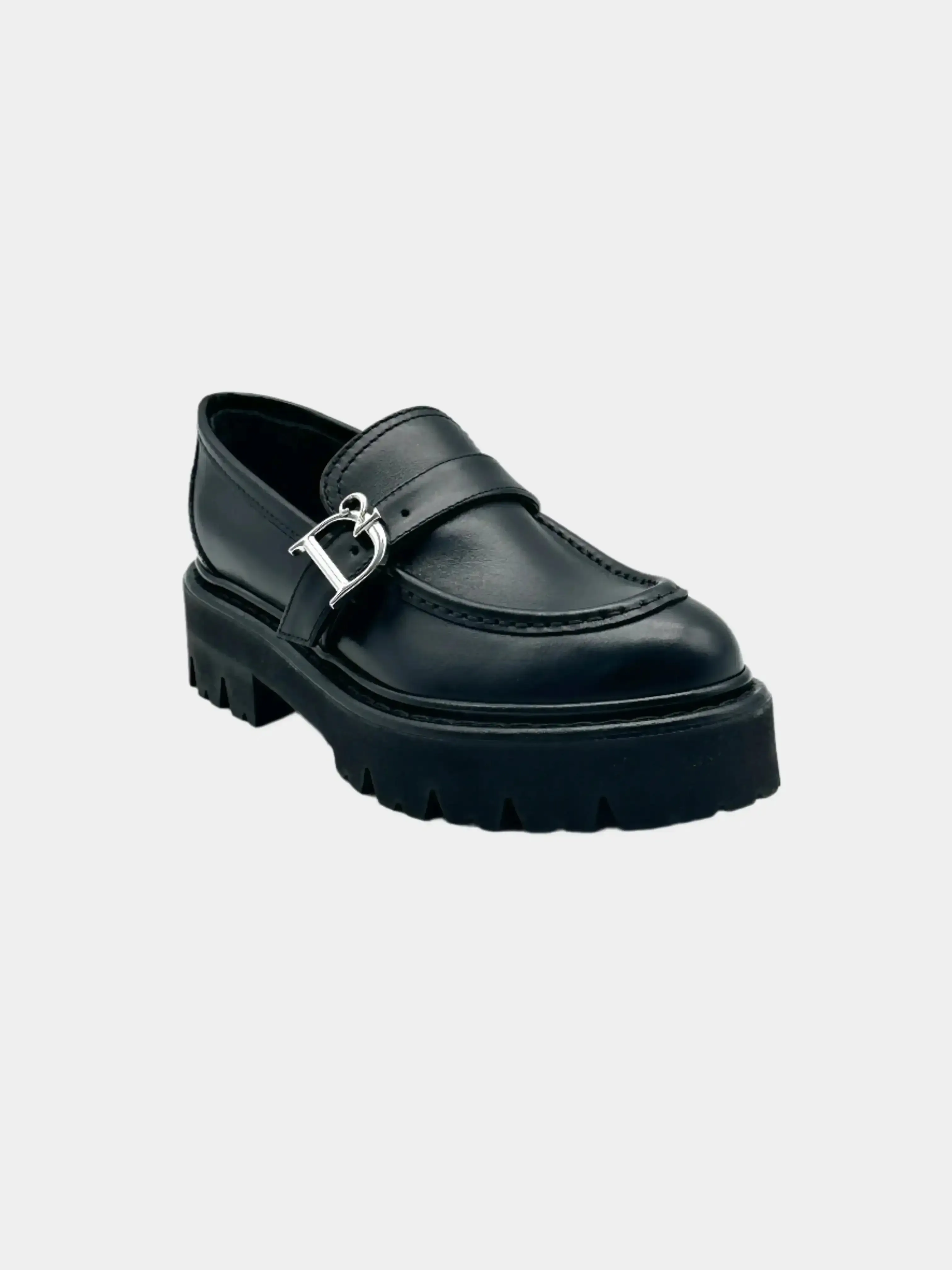 Blakc Loafers Belt Loafers