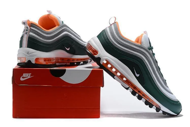 Ortholite Asics Shoes Nike Air Max 97 Green Grey Orange Shoes Sale Men Size US 7-11