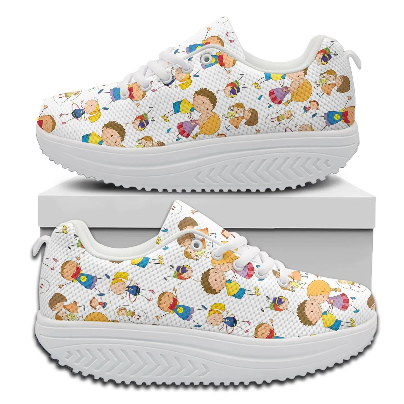 INSTANTARTS Teachers Day Gift Women's Shake Shose Cartoon Digital Printing Girls' Height Increasing Shoes School Shoes Zapatos American Eagle Sneakers