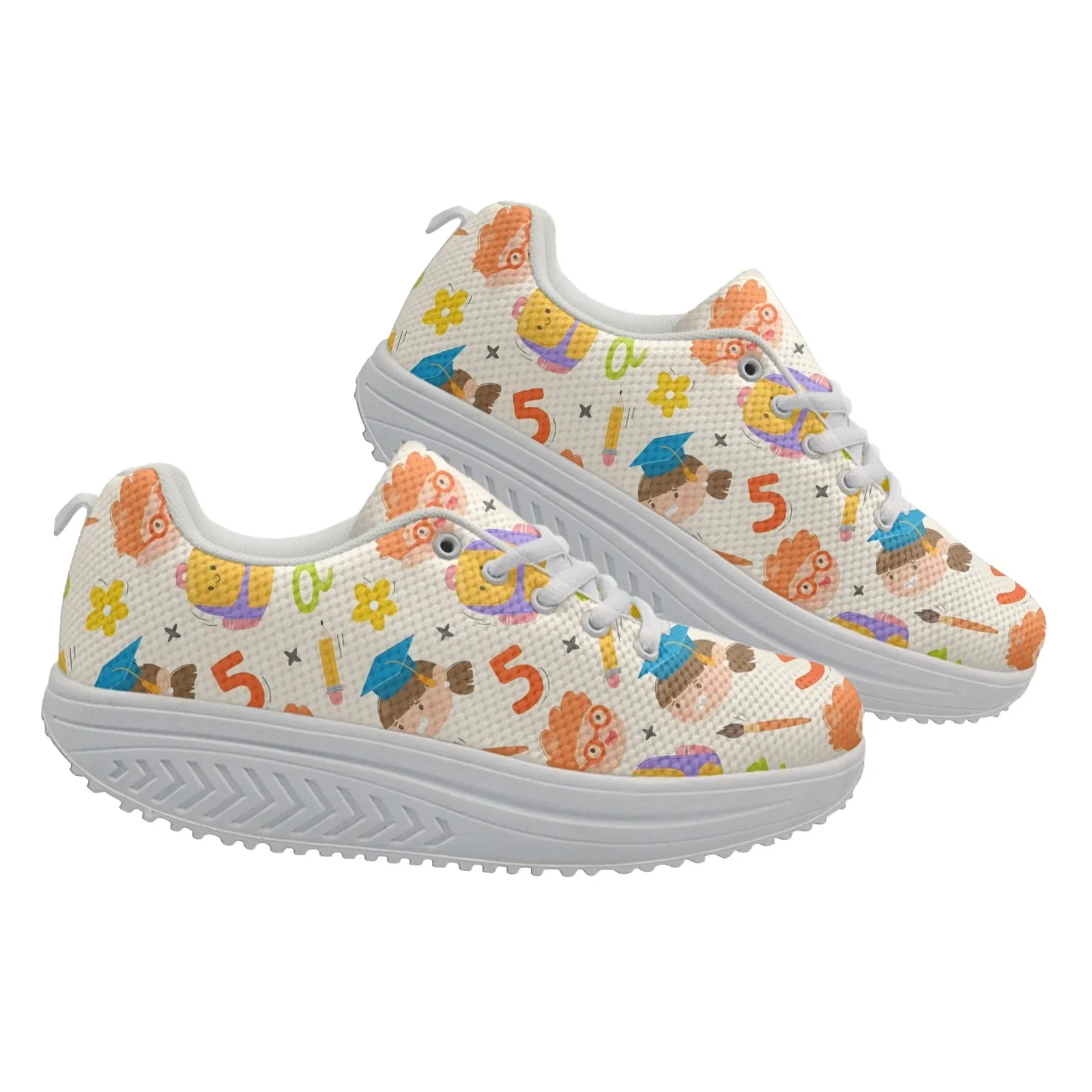 INSTANTARTS Teachers Day Gift Women's Shake Shose Cartoon Digital Printing Girls' Height Increasing Shoes School Shoes Zapatos Cloud Sneakers