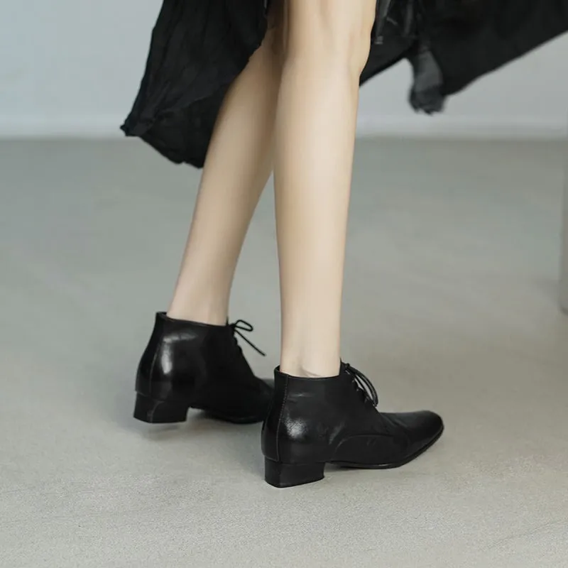 Retro Horse Leather Martin Boots For Women Short Ankle Boots in Black/Brown/Grey Brogue Shoes Vs Oxford