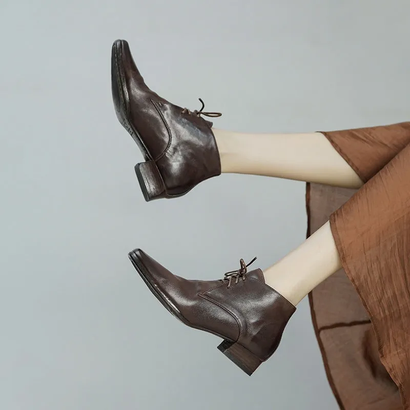 Retro Horse Leather Martin Boots For Women Short Ankle Boots in Black/Brown/Grey Allen Edmonds Saddle Oxfords