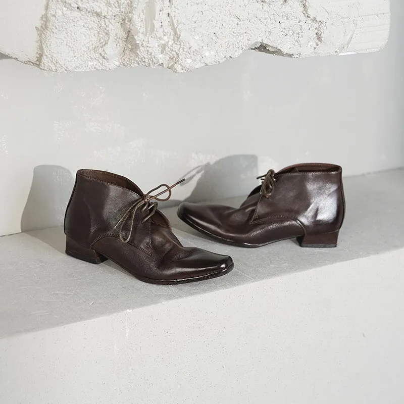 Suede Oxford Retro Horse Leather Martin Boots For Women Short Ankle Boots in Black/Brown/Grey