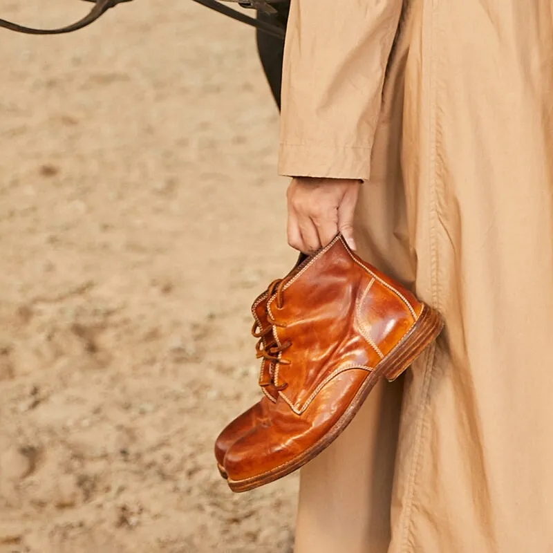 Bed Stu Oxfords Retro Horse Leather Martin Boots For Women Sweet and Cool Ankle Boots in Black/Brown/Coffee