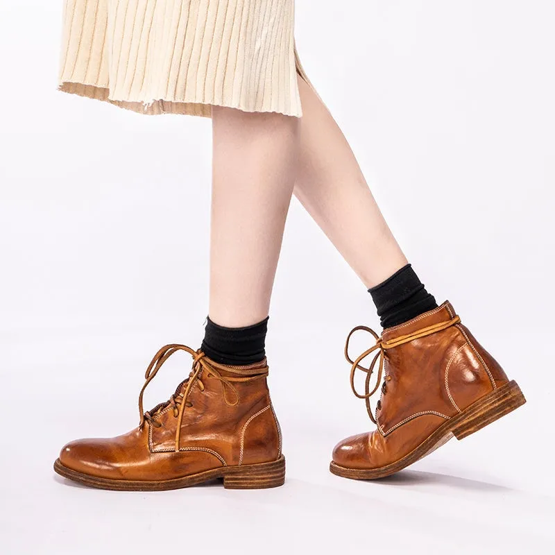 Saddle Oxford Shoes Retro Horse Leather Martin Boots For Women Sweet and Cool Ankle Boots in Black/Brown/Coffee