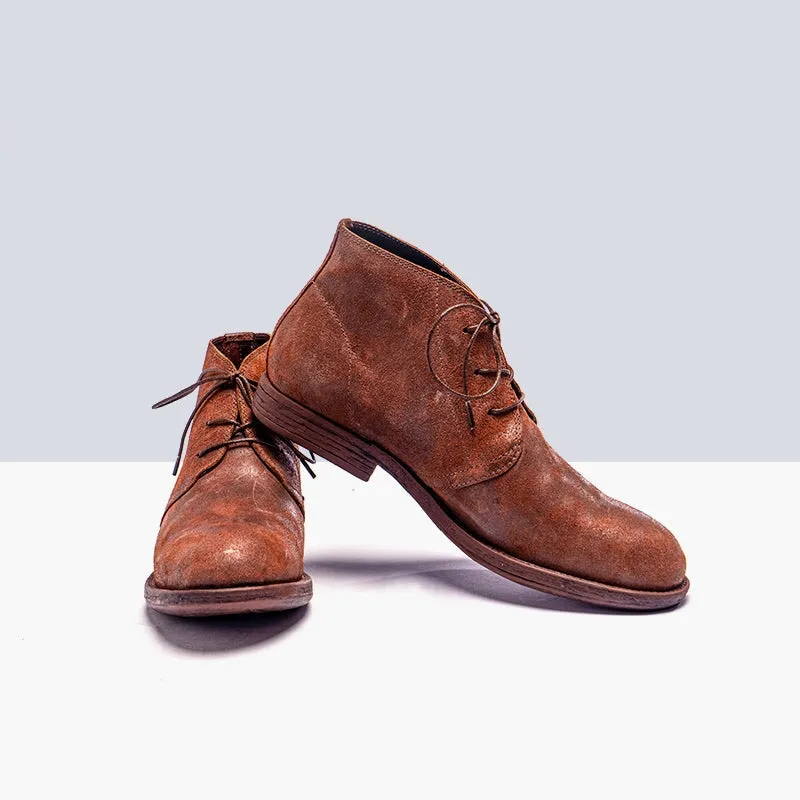 Oxford Derby Retro Soft Desert Boots Handmade Ankle Boots For Women Sweet and Cool in Brown