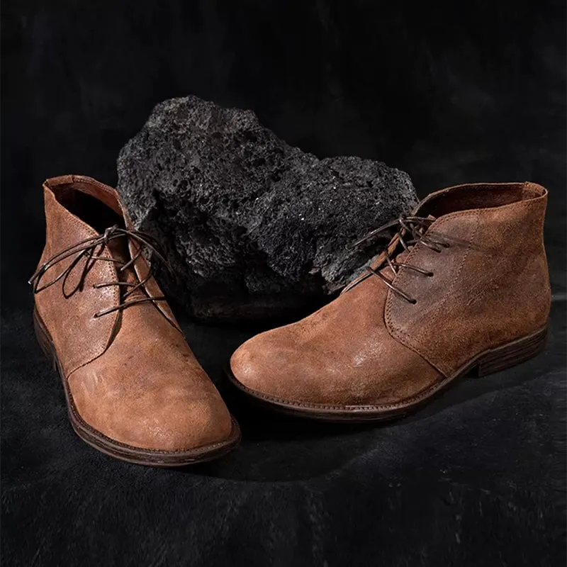 Mctavish Wingtip Oxfords Retro Soft Desert Boots Handmade Ankle Boots For Women Sweet and Cool in Brown