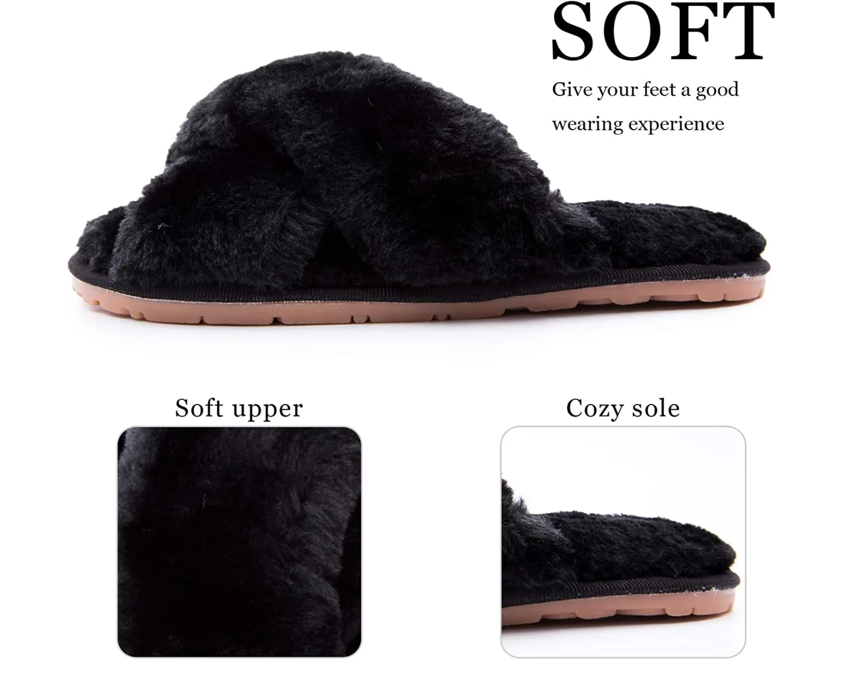 Slippers Dorothy Black Fur Slippers