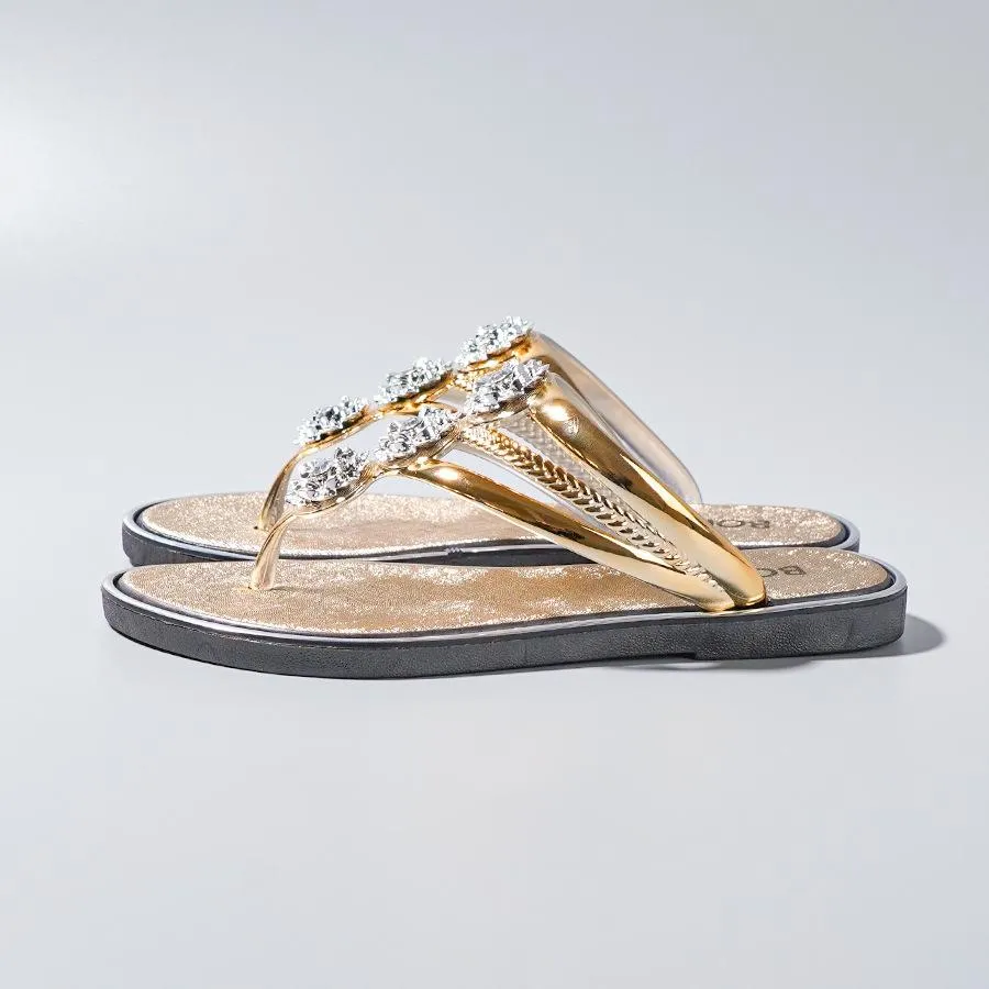 Franny Sandals Rhinestone Pattern Hollow Out Slippers