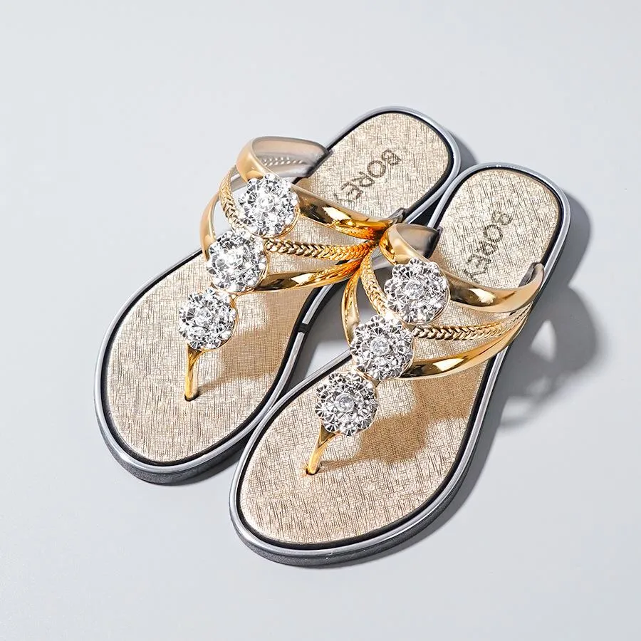 Rhinestone Pattern Hollow Out Slippers Sandals Jobs
