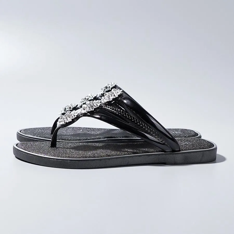 Supportive Sandals Rhinestone Pattern Hollow Out Slippers